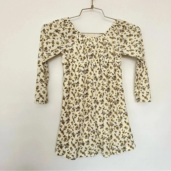 Art Class Peasant Floral Dress Size XS (4/5) Kids Girls Ivory/Yellow Textured - Picture 2 of 6